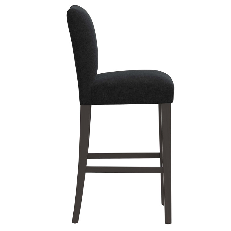 Hadrien Bar & Counter Stool, Bar Stool (31” Seat Height), Classic Linen Black, Black Wood