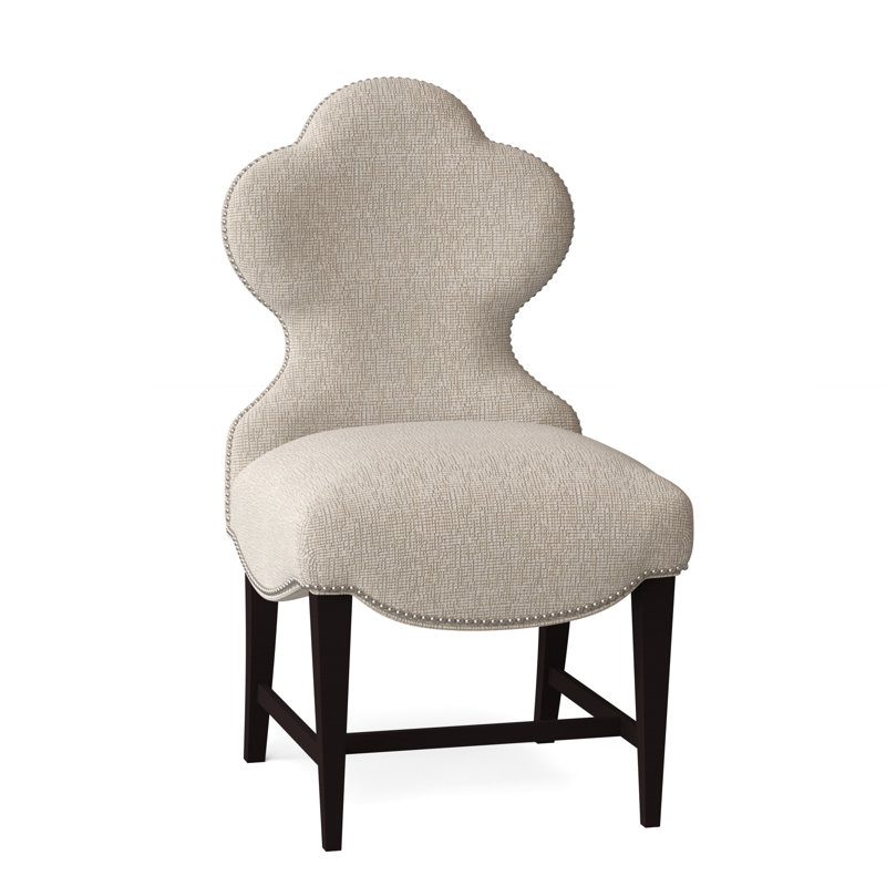 Ace Of Clubs Dining Chair, Vintage Ebony, Polished Nickel Small, Stepping Stones Ivory