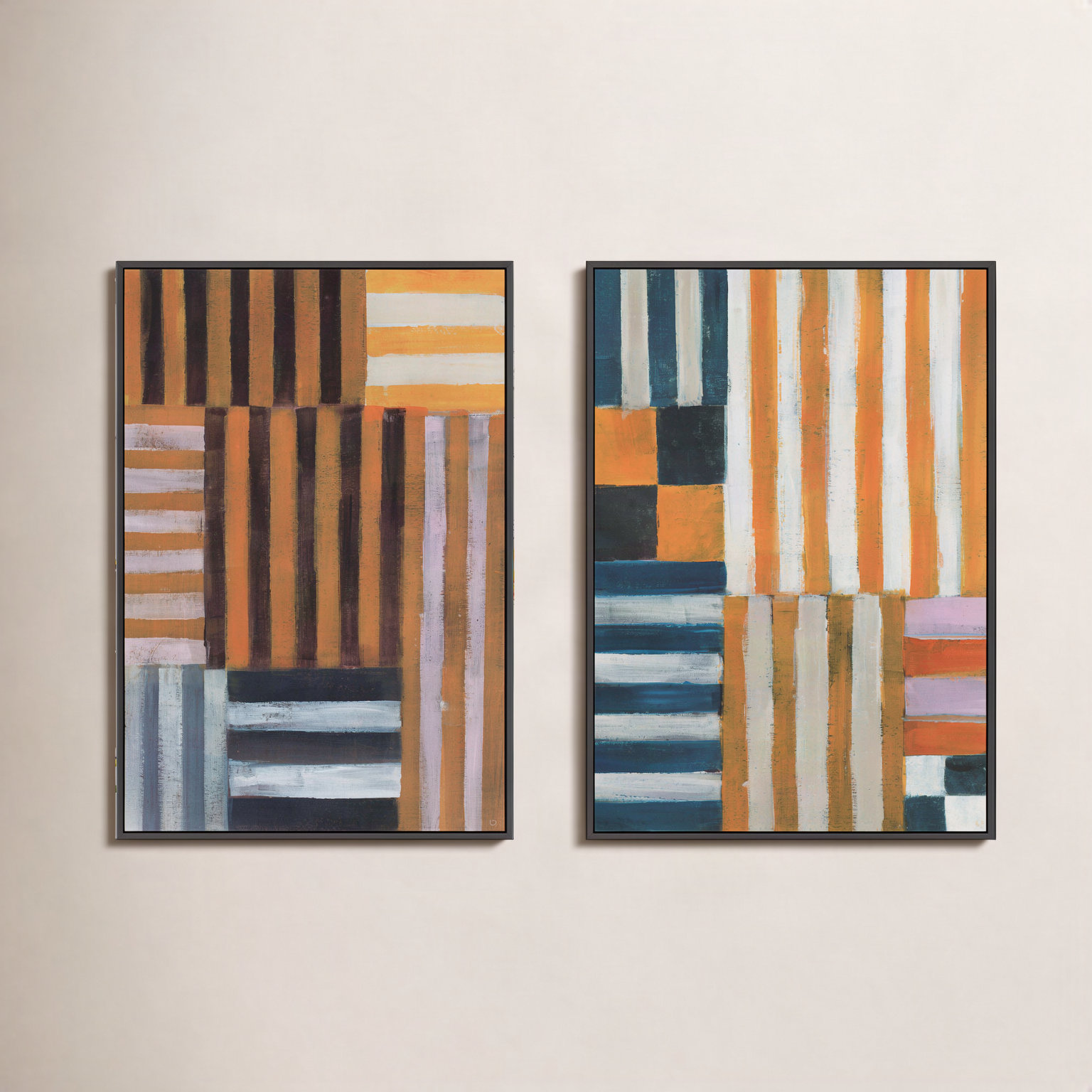 Back-and-Forth 2-Piece Print Set, 30" H x 24" W, Framed Print Canvas without Mat, Black