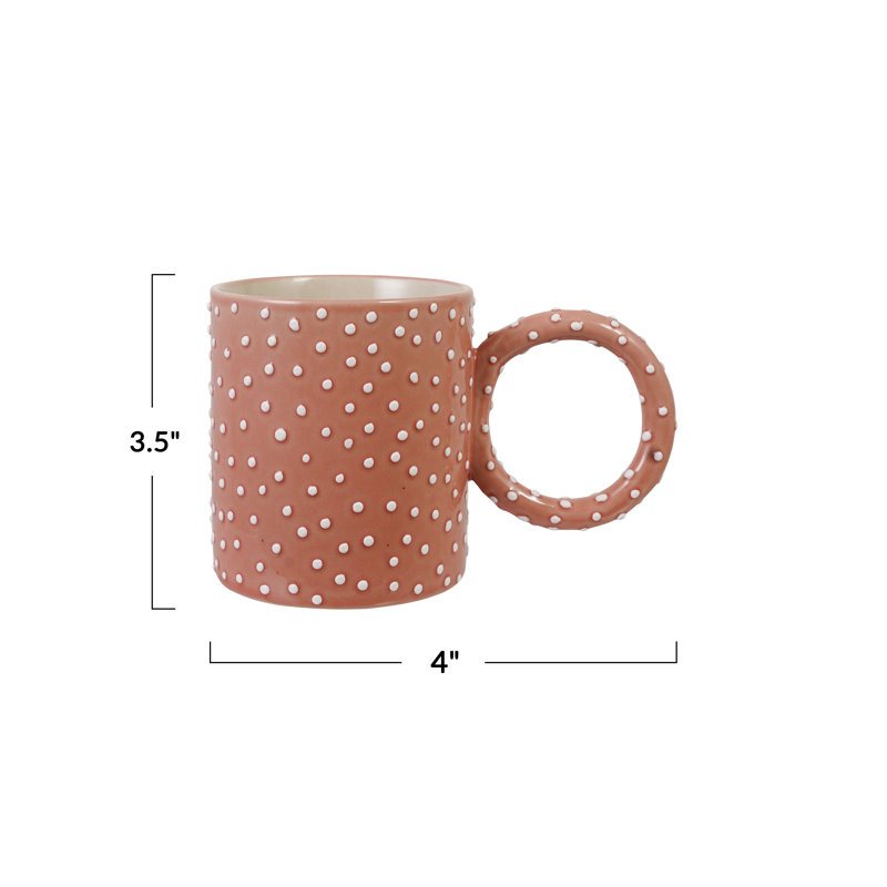 Pink Stoneware Mug with Artisan Dots