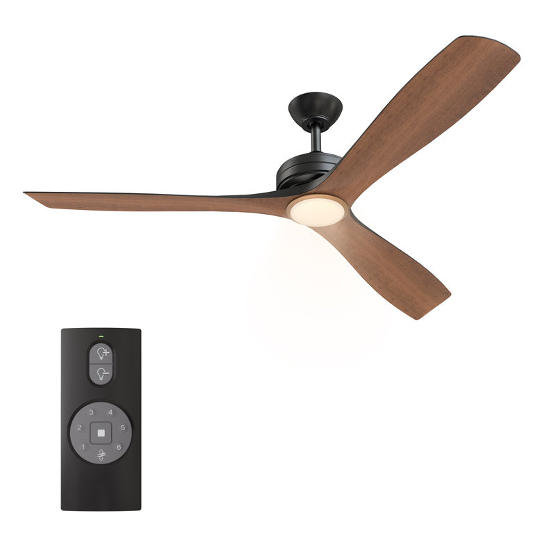 60” Windward 3-Blades Ceiling Fan with Color Changing Integrated LED Light Kit and Remote Control Included
