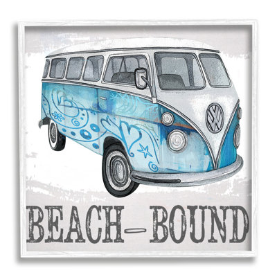 «Beach Bound Summer Holiday Van», art de la giclée encadrée par Karen Smith