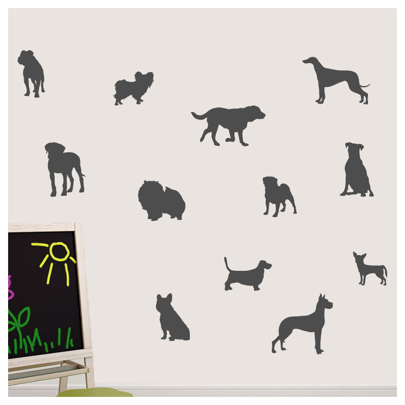Adhésif décoratif chien, Gris foncé