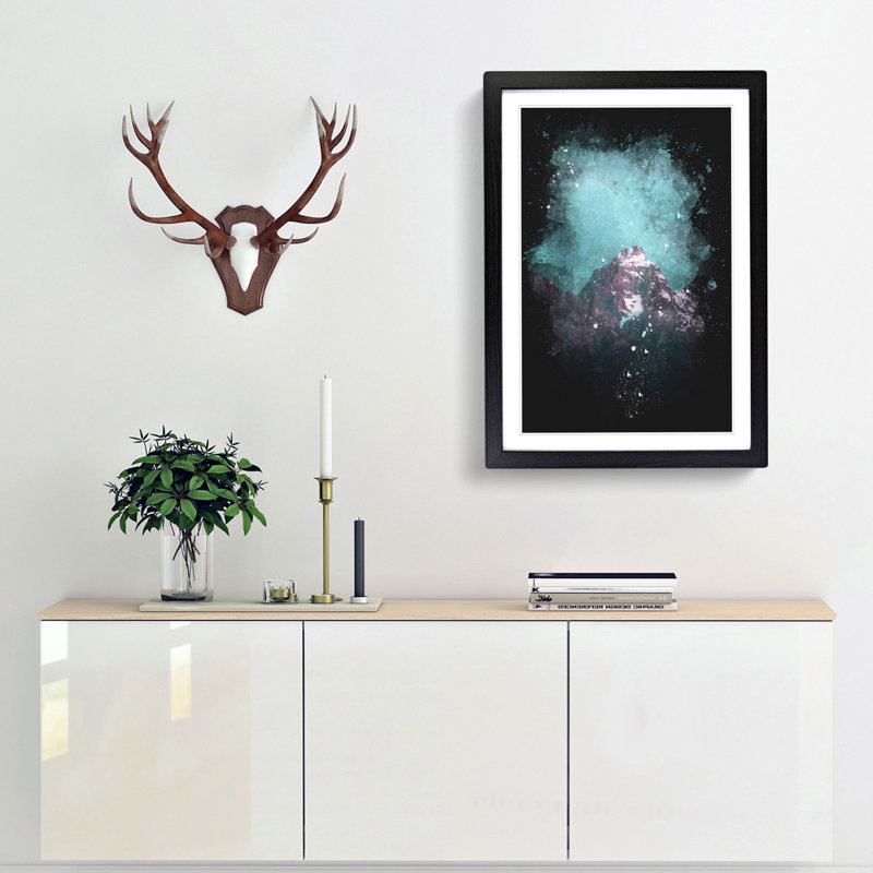 Mountain Peak in Wyoming - Picture Frame Graphic Art Print, Black Framed, 45cm H x 33cm W x 2cm D