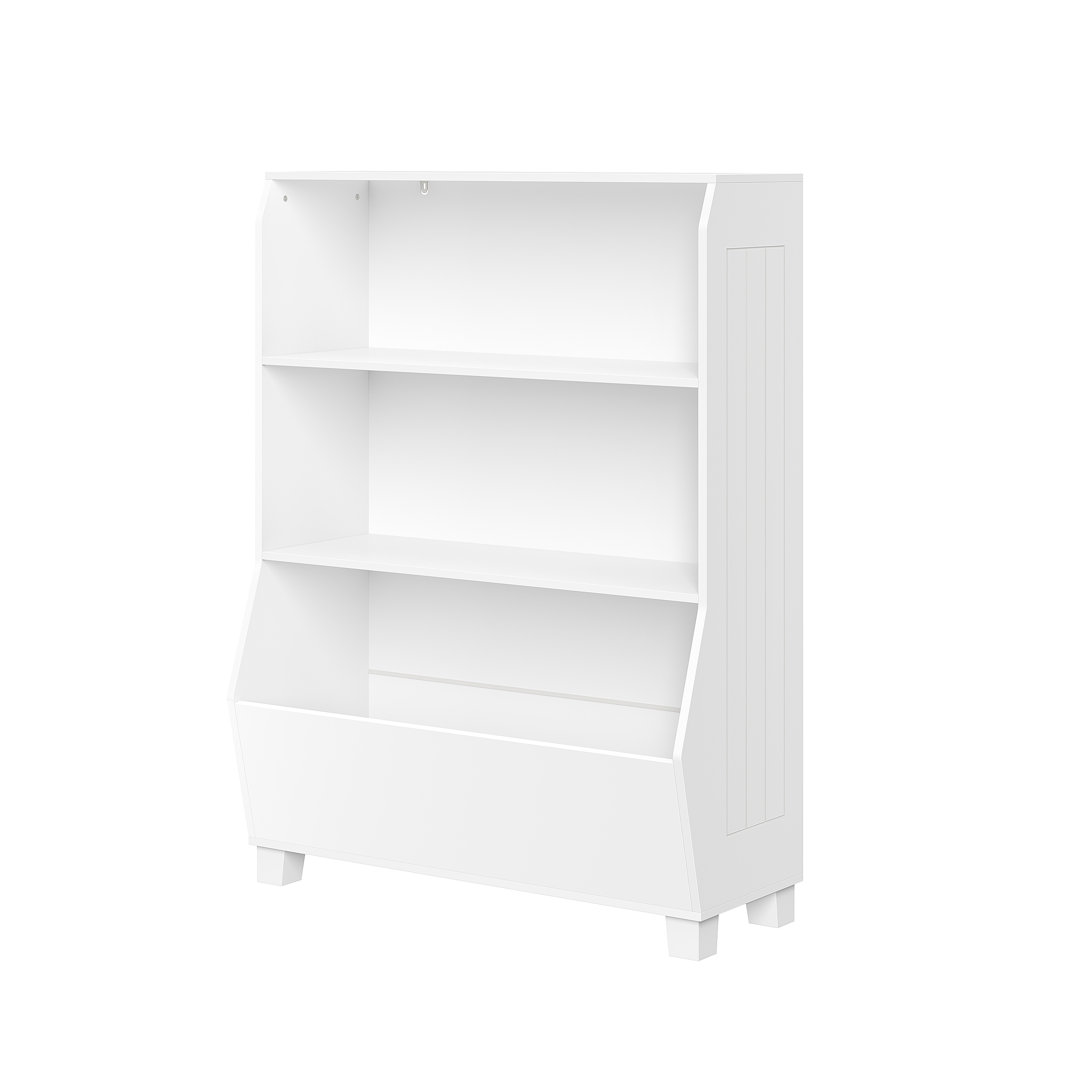 RiverRidge Kids 34in Playroom Bookshelf with Veggie Bin Organizer and 2 Open Toy Storage Shelves RiverRidge Home