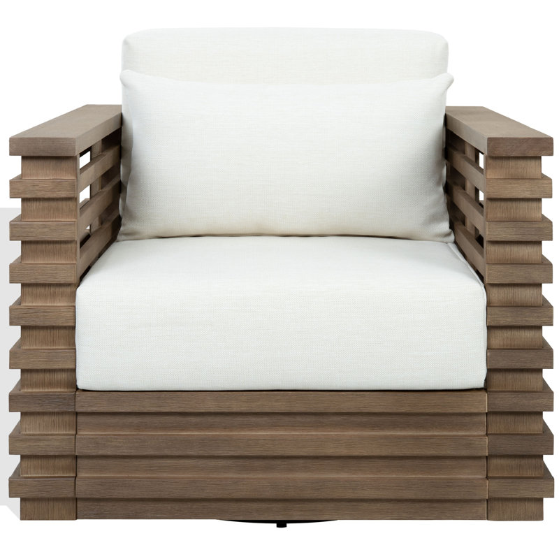 Fauteuil pivotant en eucalyptus Tortuga