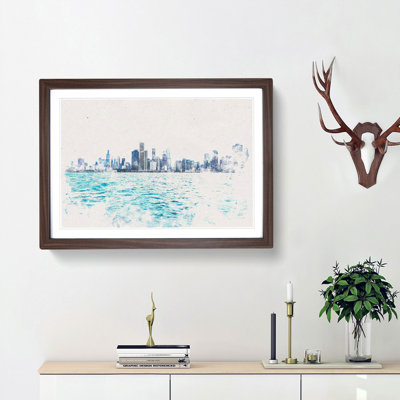Cloudy Day in Chicago Illinois 1 Piece Single Picture Frame Painting on MDF