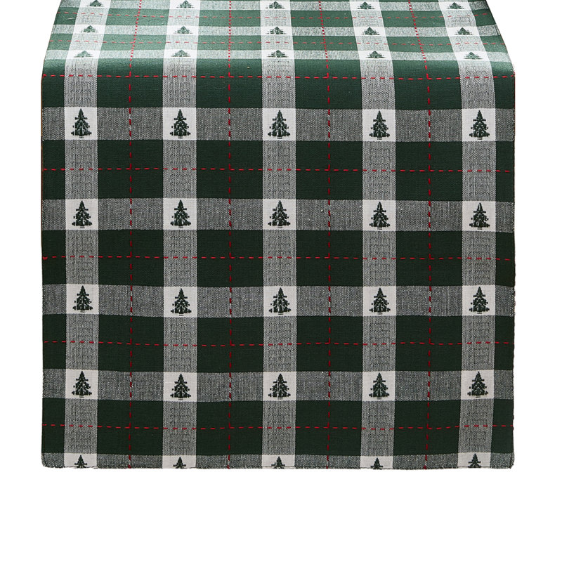 Keandra Christmas/Holiday Cotton Table Runner, Green