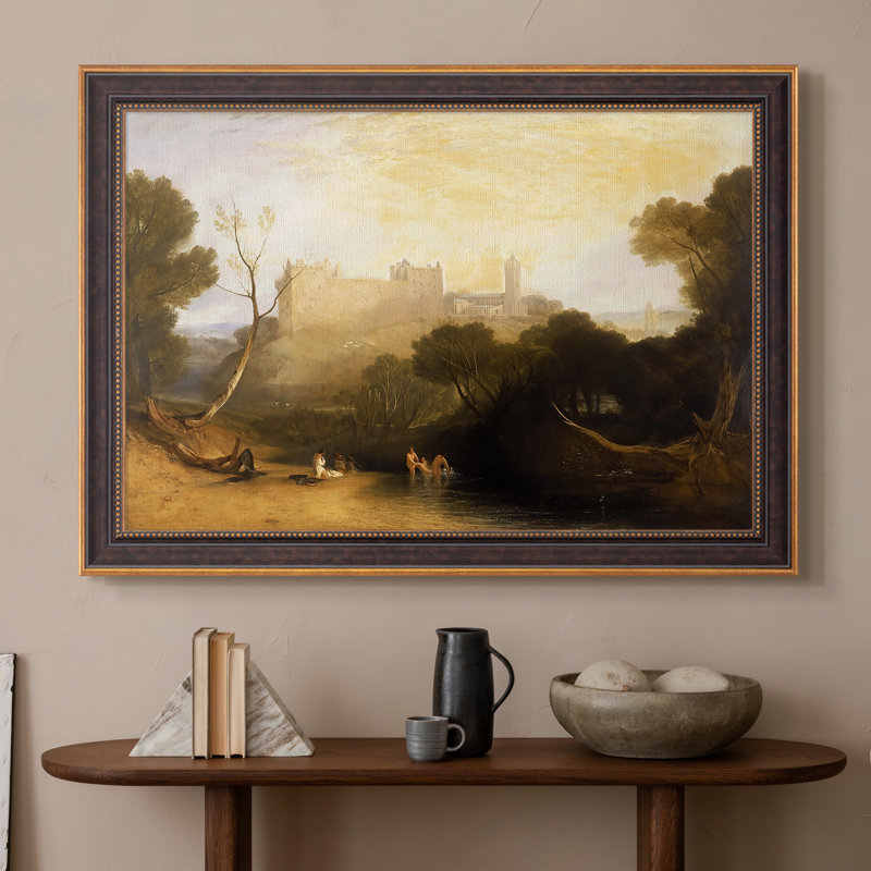 " Linlithgow Palace " by J.M.W. Turner, 20x28 INNER SIZE, Framed Canvas, Venetian Gold
