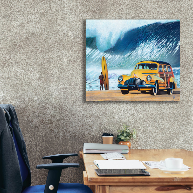 «Buttercup Buick» par Scott Westmoreland, art mural sur toile, H 26 po x l 30 po x P 1,5 po