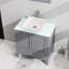 Meuble-lavabo de 30 po, gris. Armoire avec miroir. Évier de 16,5 x 5,5 po. Rangement généreux. Charnières. Évier de meuble-lavabo coulissant silencieux, plateau en verre trempé. Armoire à 2 portes et 1 porte. Assemblage facile et spacieux