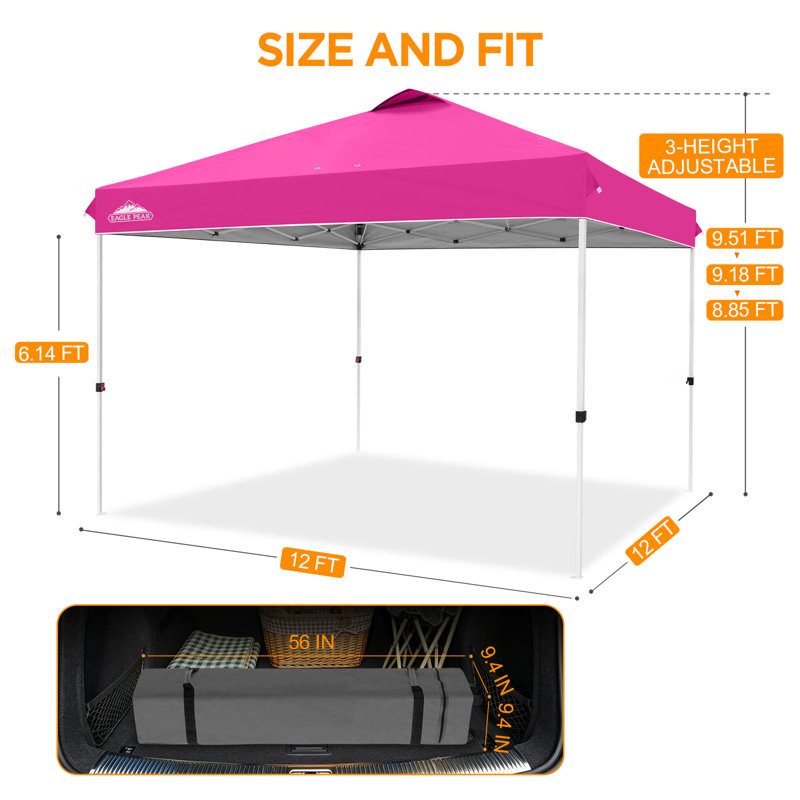 Pavillon escamotable 12 pi L 12 pi. D Auvent escamotable en acier, Rose
