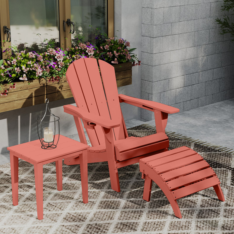 Repose-pieds pliable en plastique PEHD Adirondack, Rouge très clair