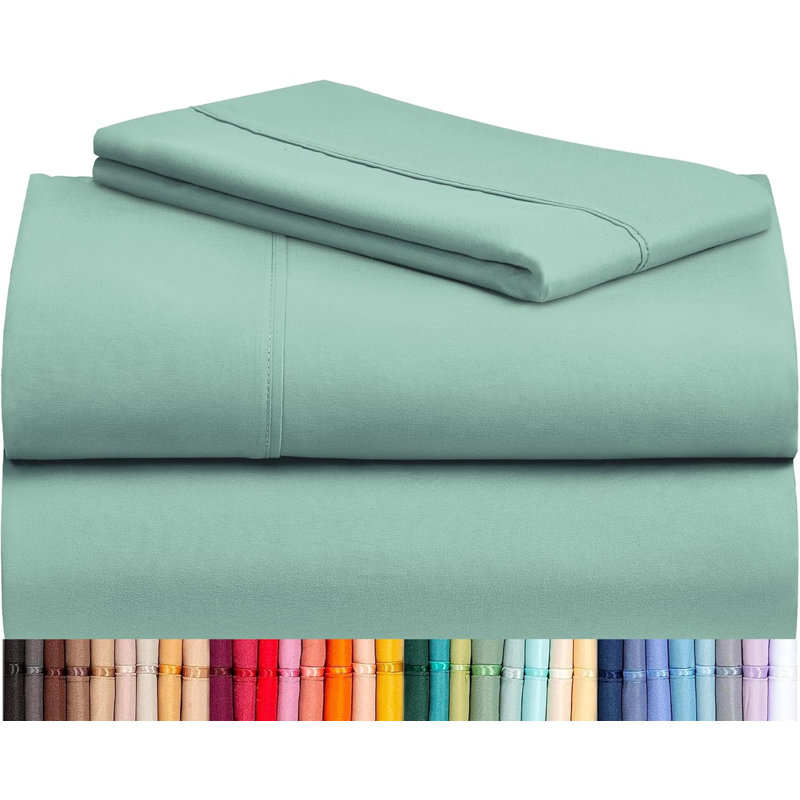 Luxclub 4 PC Aqua Silky Soft Cooling Deep Pocket Performance Sheet Set, Twin Sheet Set with 1 Pillowcase, Light Teal