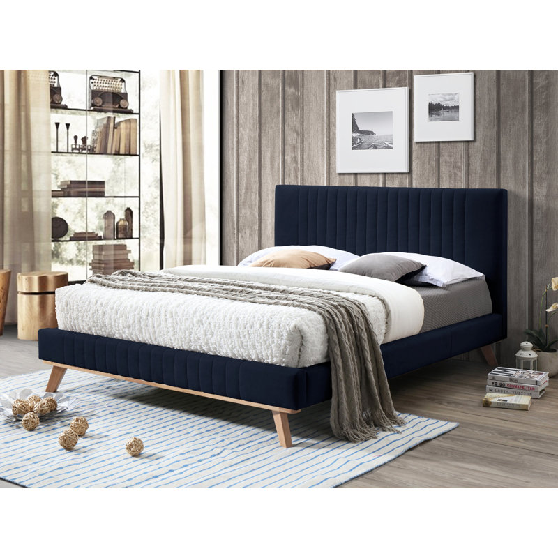 Warner Upholstered Bed, Dark Blue, Super king (6')