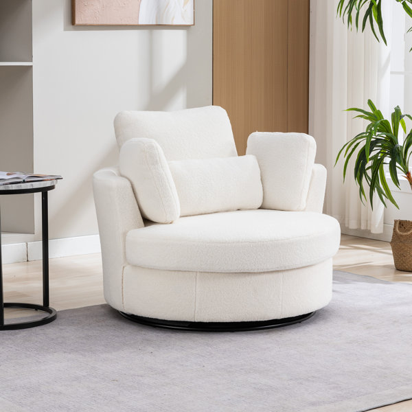 Rosdorf Park Kavonta Upholstered Swivel Barrel Chair with Ottoman ...