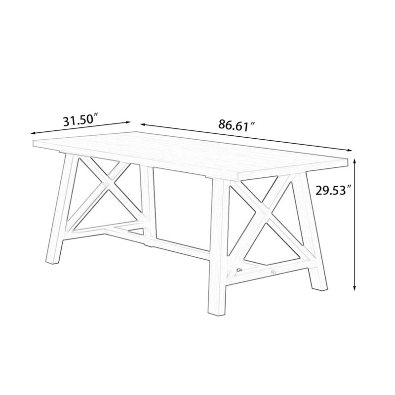 Table de salle à manger Burlywood, H 29,53 po x L 86,61 po x l 31,5 po