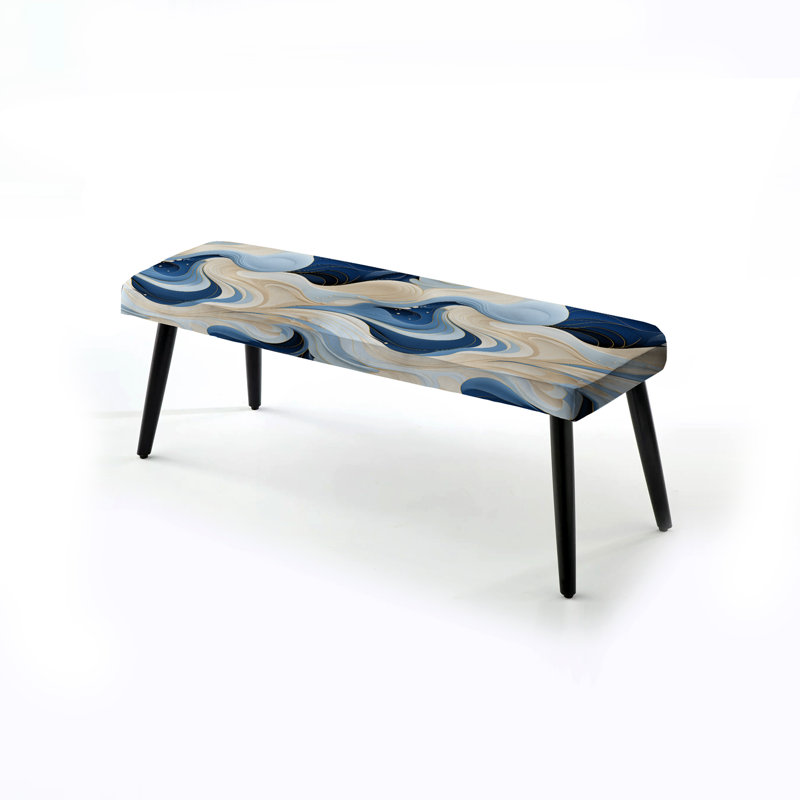 Coastal Minimalism Boho Pattern - Abstract Upholstered Black Bench