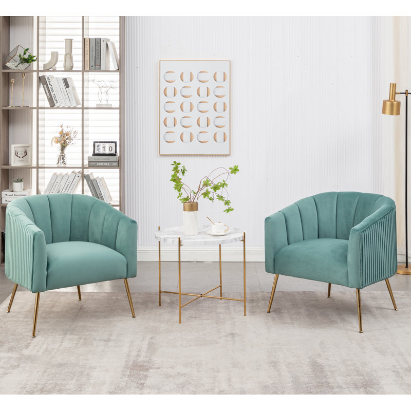 Mariantonietta Velvet Barrel Chair, Teal Velvet