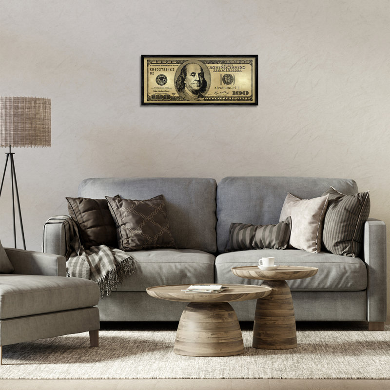 «Billet de cent dollars», art giclée par Madeline Blake bh-578, H 10 po x l 24 po, Giclée encadrée noir minuit
