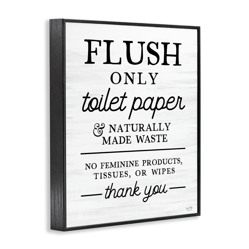 Giclée encadrée sur papier hygiénique Flush Only, design par Lux + Me Designs, H 20 po x l 16 po, Giclée encadrée noir minuit