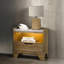 Nightstand In Brown Finish, Led , 1 Drawer, Ports And Open Shelf Transitional Style For Bedroom
