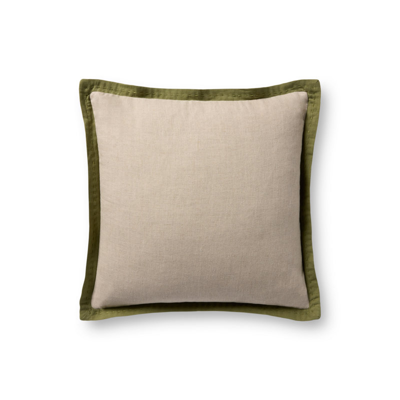 Coussin décoratif Loloi, Carré 18 po, Naturel / Vert