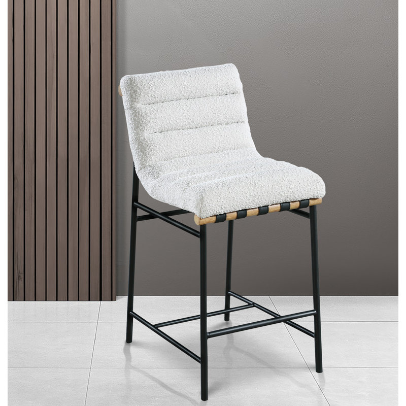 Vincentas Upholstered Counter Stool, Black Faux Leather, Counter Stool (26.4" Seat Height)