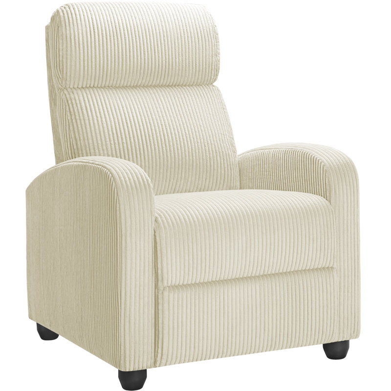 Manual Recliner, Comfortable Corduroy Recliner with Upholstered Back and Seat Cushion, Beige