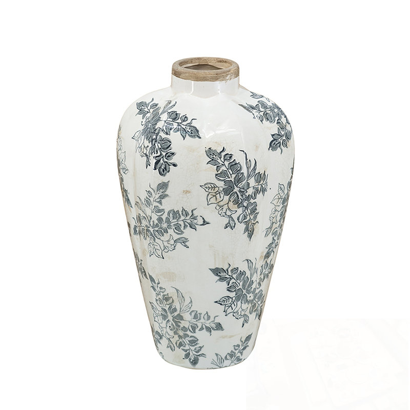 Dégradé en céramique avec motif floral, 13.6" H x 8.1" W x 8.1" D