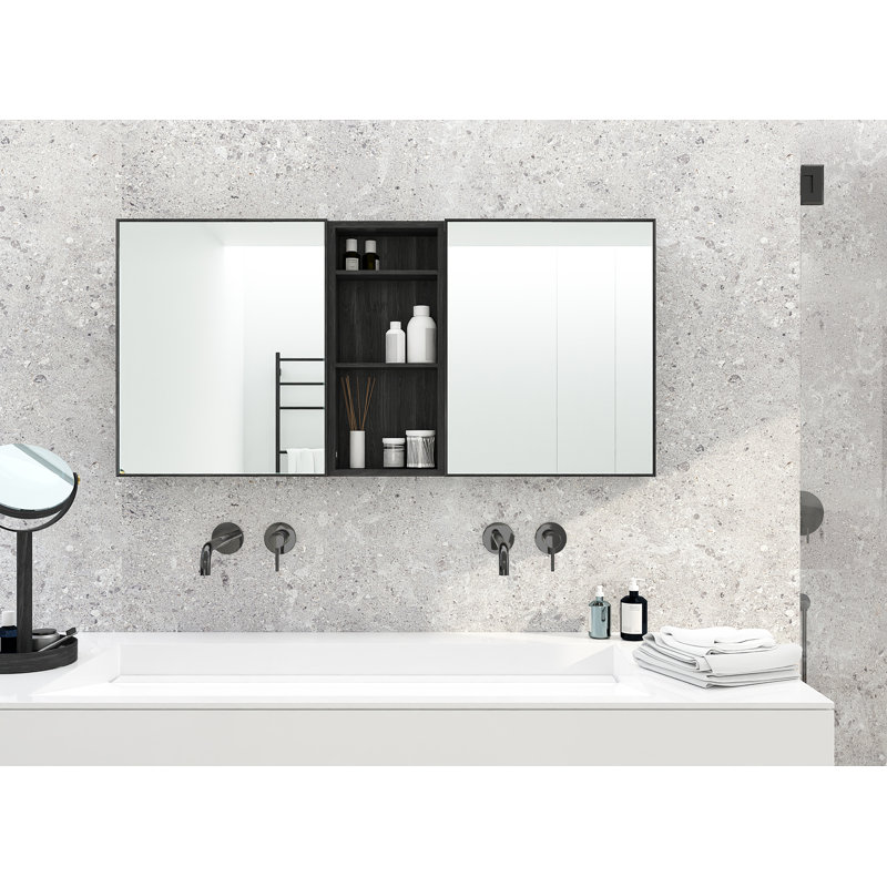 Mendocino Wall Bathroom Shelves, Black