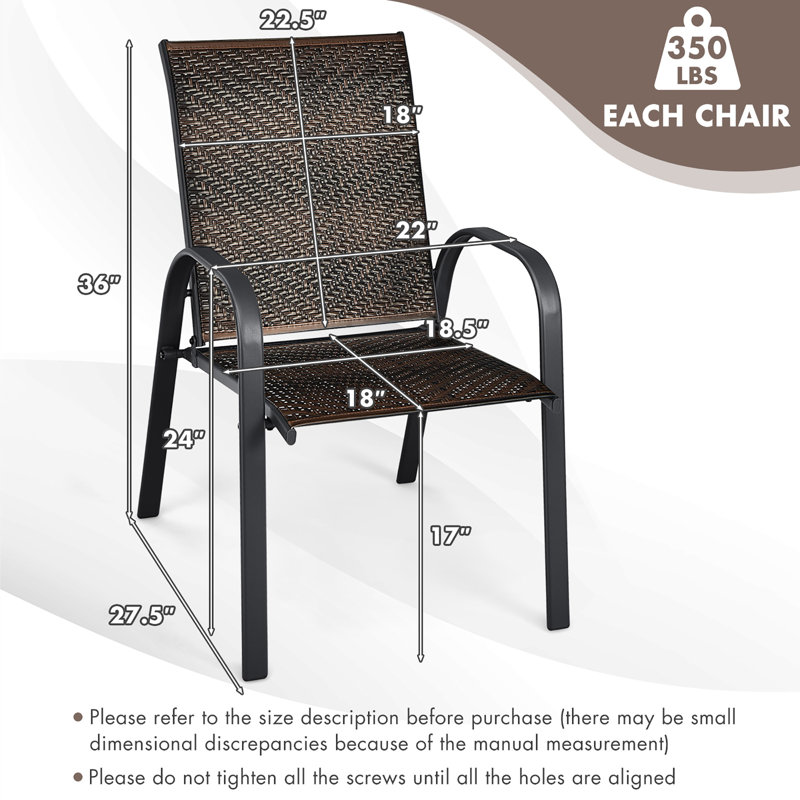 Ensemble de 6 chaises de patio en rotin Amellie, Brun