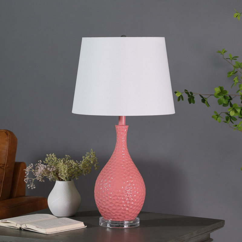 28" Telli Pebble Mid-Century Resin Table Lamp, Pink