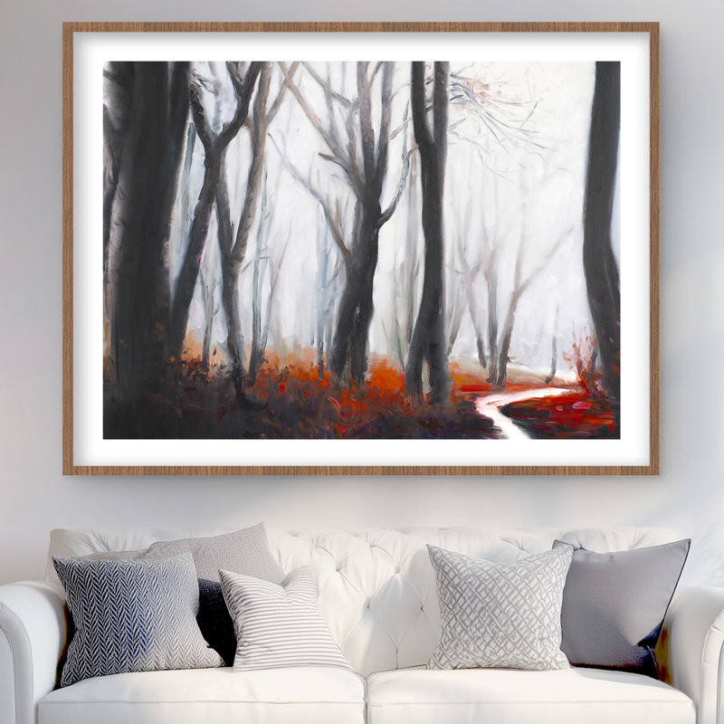 «Mysterious Forest with Stream - Trees», reproduction encadrée
