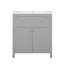 Ensemble de meuble-lavabo autoportant avec portes à fermeture douce 30 po avec lavabo en céramique, style moderne, gris