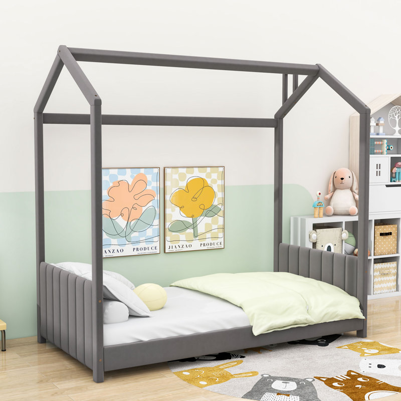 Afrah House Bed by Isabelle & Max, Grey, Twin