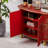 Red Hand-Painted Accent and Buffet Cabinet