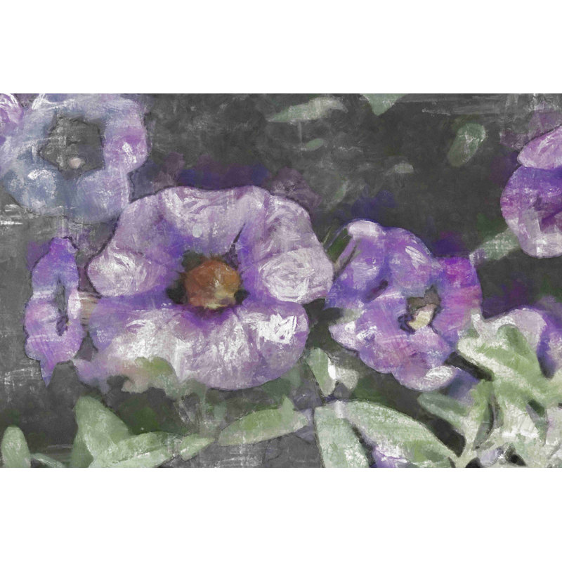 Fleurs mauves - peinture sur toile tendue, H 8 po x l 12 po