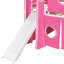 Lit mezzanine double rose avec tente et tour. Composé de bois de pin massif pour plus de stabilité. Fenêtre de conception inspirée d'une maisonnette. Espace de rangement spacieux et spacieux. Matelas: L 94,6 po x l 99,5 po x H 78,9 po