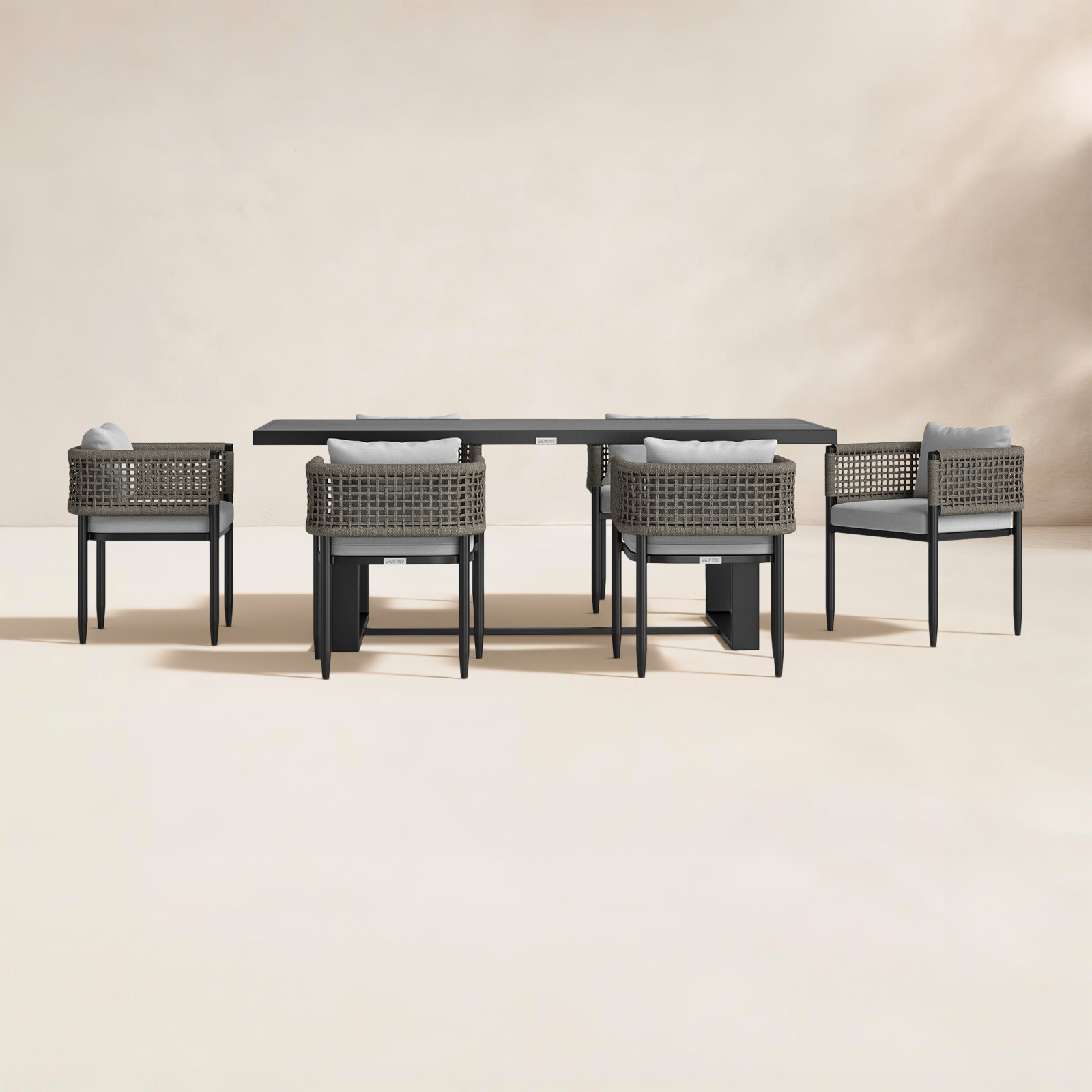 Scotia 79'' Rectangular Outdoor Dining Set with Cushions, 6