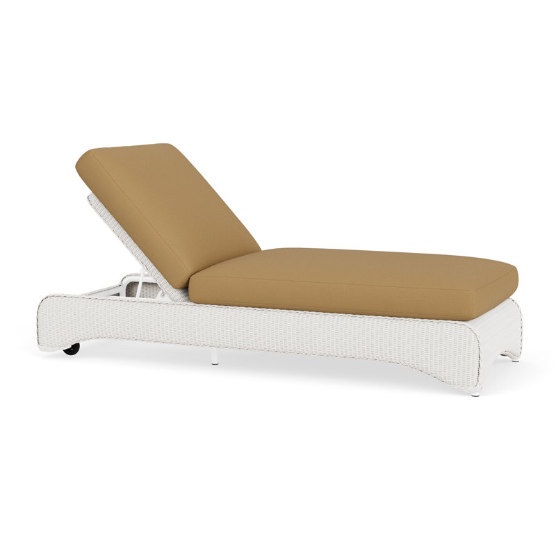 Loom Outdoor Chaise Lounge, White, Beach Navy