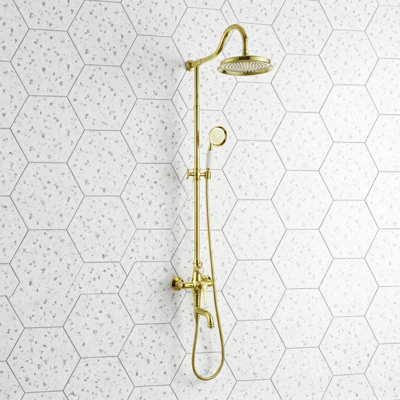 Traditional 53.59"H Rainfall Shower System with Mixer Valve, Tub Faucet Set