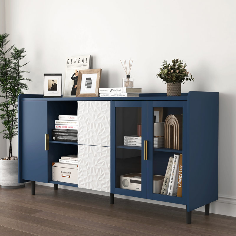 Armoire de rangement moderne pour garde-manger pour cuisine, salon, Bleu
