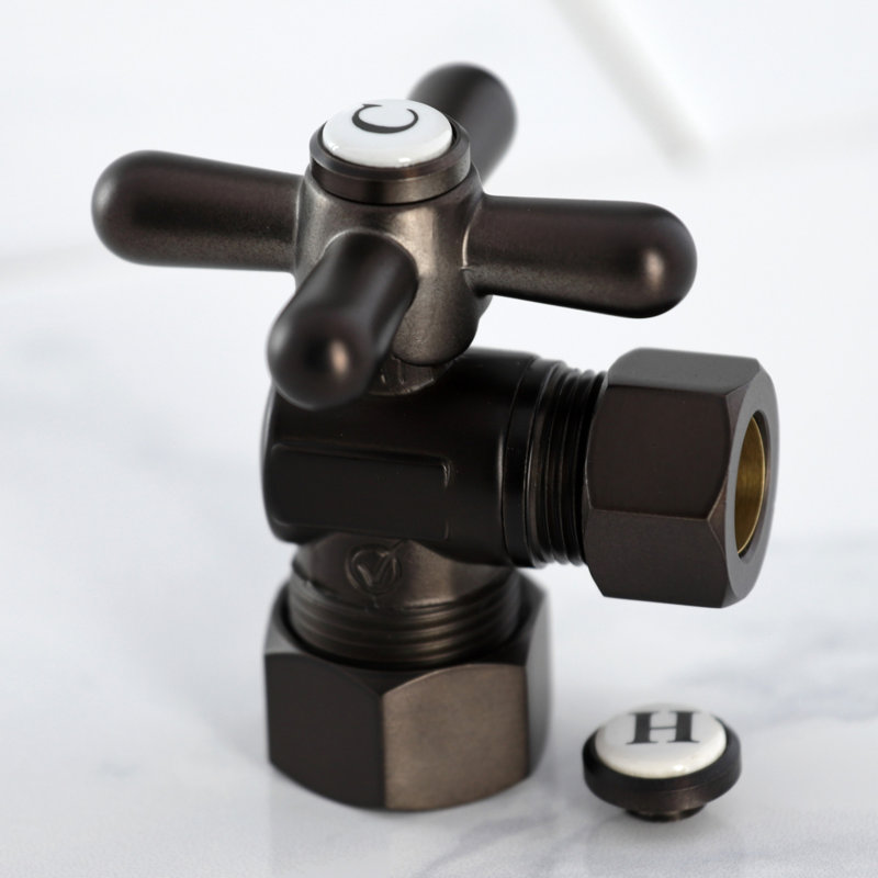 Kingston Brass Vintage 5/8-Inch OD Comp x 1/2-Inch OD Comp Quarter-Turn Angle Stop Valve