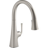 Graze Pull-Down Single Handle Kitchen Faucet With Three-Function Sprayhead With Accessories