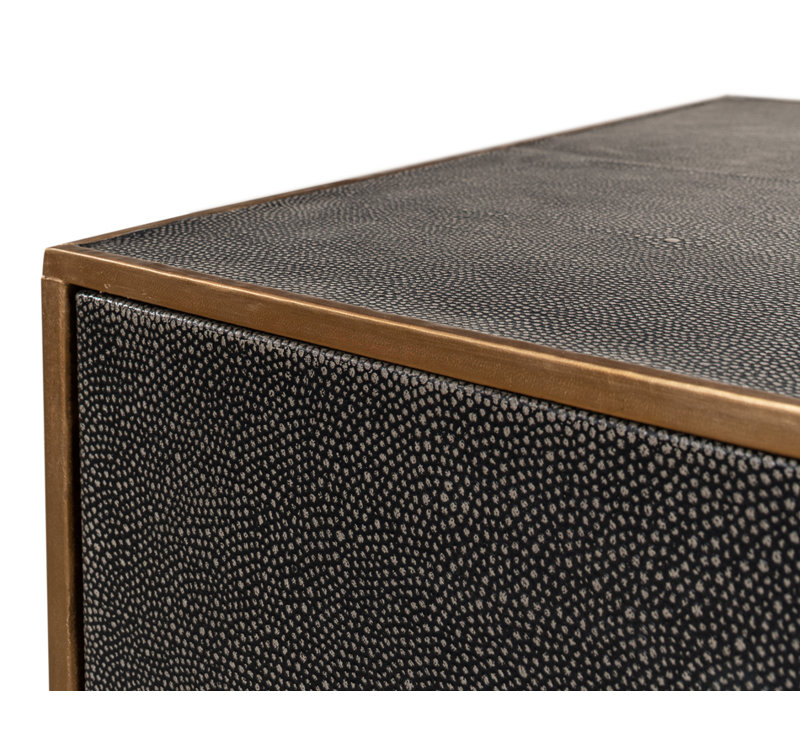 Shagreen 3 - Drawer Solid Wood Nightstand, Antique Gray