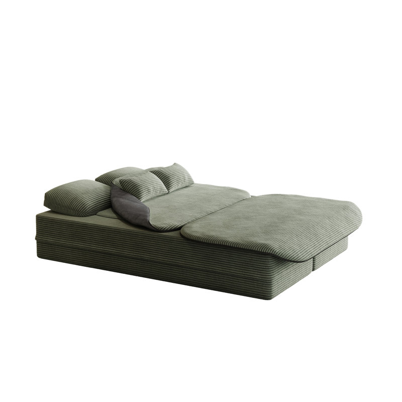 Canapé-lit 75 po 2-en-1 pliable, canapé-lit convertible en mousse avec couverture multifonctionnelle, canapé-lit pliant en velours côtelé, canapé-lit pour salon