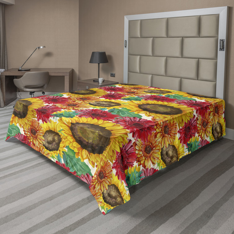 Drap plat à motif floral bohème Ambesonne