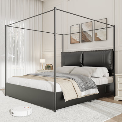 Upholstered Metal Canopy Bed