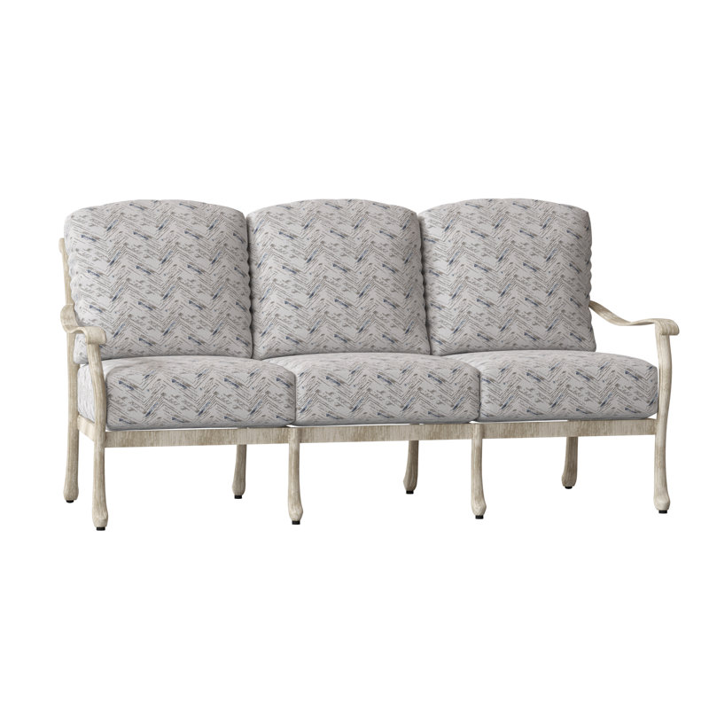Casa 77.75'' Wide Aluminum Patio Sofa with Cushions, Weathered White, Chartres Malt Sunbrella®